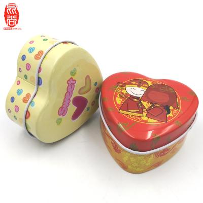 China Small Lovely Food Heart Metal Tin Box Wedding Sweets Tin Box Candy Tin Can for sale