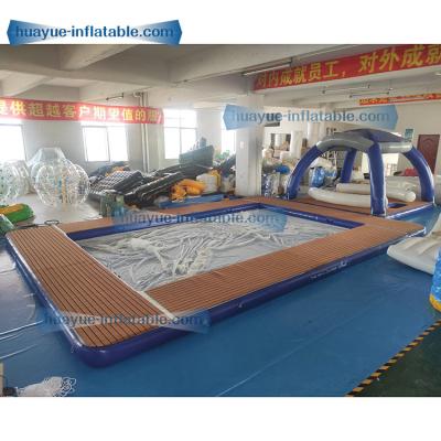 China Non-slip Water Equipment Inflatable Water Leisure Platform Dock Inflatable Floating Island With Tent for Sales for sale