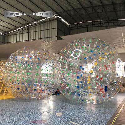 China Inflatable Toy Outdoor funny sparkle human hamster transparent ball TPU inflatable zorb ball with color dots for sales for sale