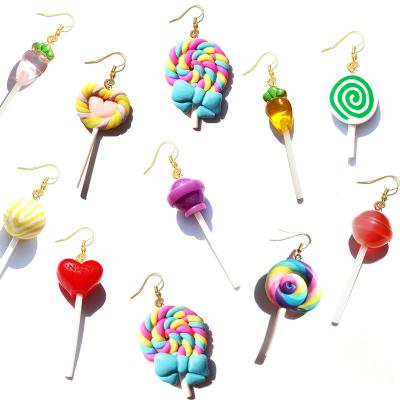 China Cute Earring For Girls Custom Handmade Cute Heart Party Lovely Women Resin Candy Lollipop Drop Earrings Kids Jewelry for sale