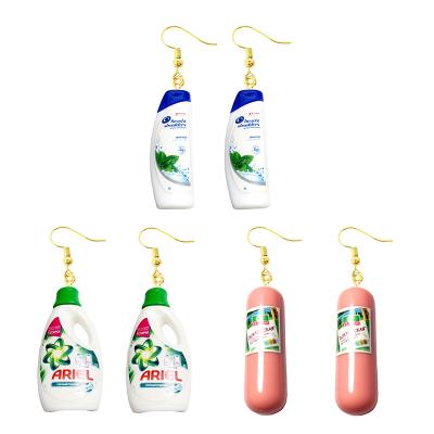 China Cute Women Earring Made Cute Girls Eardrop Funny Gift Mini Fruit Drink Ham Sausage Cartoons Soft Handmade Toothpaste Shampoo for sale