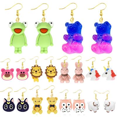 China Cute Earring For Women Resin Drop Animal Fox Duck Rabbit Owl Bear Sheep Girls Gift Funny Custom Cute Kids Earring Wholesale for sale