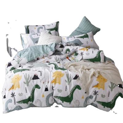 China Anti-Static Cute Kids Bedding Set Cotton Polyester 3d Dinosaur Pattern Printed Fitted Kids Sheet Quilt Cover For Children for sale