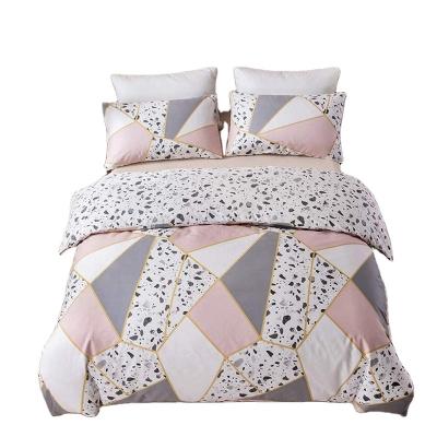 China Anti-static Modern Dot Stone Pattern Luxury Bedding Set 3d Pink Printed Cheap Boy Bed Sheets Duvet Cover Set for sale