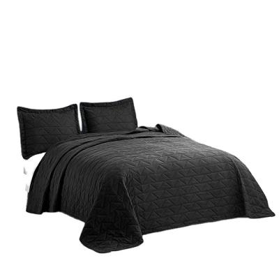 China Modern Luxury Microfiber Polyester Jacquard Pattern Solid Color Plaid Black Soft Patchwork Printed Comforter Bedding Warm Bedspread for sale