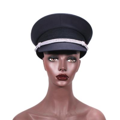 China Custom Fashion Character Navy Captains Police Hats Army Officer Blue Military Uniform Hat For Cosplay Party for sale