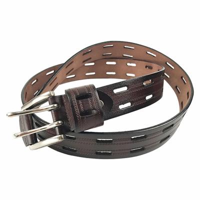 China Wholesale Brown Custom Vintage Fashion.Casual.Business Double Hole Leather Belts for sale