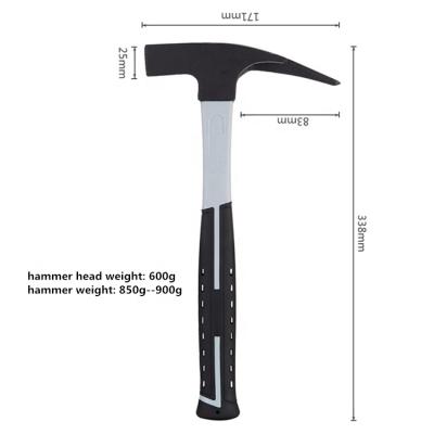 China Carpenter Roofing German Quality Carbon Steel Forged Head 600g Carpenter Roofing Hammer Single Claw Hammer for sale