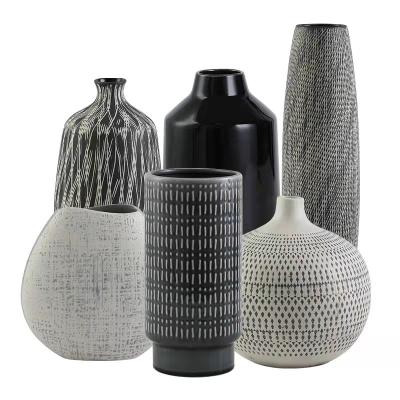 China Contemporary Nordic Retro Style Living Room Ornament Ceramic Vase Flower Arrangement Manufacturer for sale