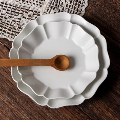 China Sustainable Simple Pure White Ceramic Plate Rice Dish Can Be Customized Logo And Pattern for sale