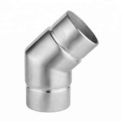 China Modern Stainless Steel Stair Railing Balustrade Railing Tube Modern Glass Elbow Fittings Round Pipe Connector Accessories for sale