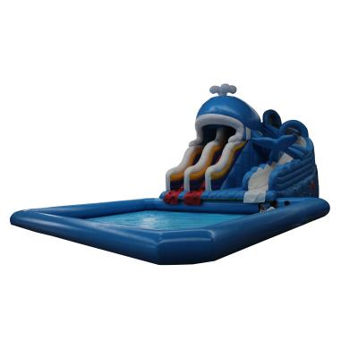 China Large Shark Water Cheap Outdoor Inflatable Slide Pool Inflatable Water Park Price Water Park for sale