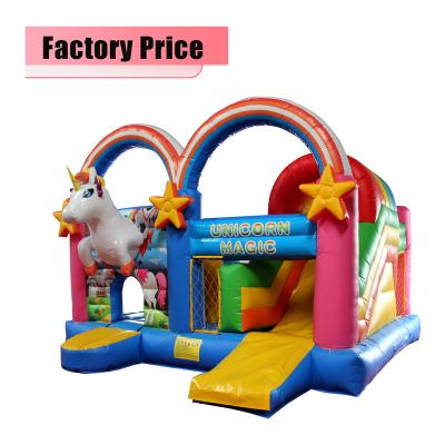 China Inflatable Bouncer With Blowers Factory Price Kids Mini Inflatable Bounce House Commercial Wholesale Pink Unicorn Bouncing House And Combo Slide for sale