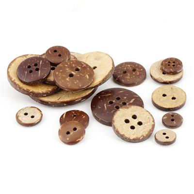 China COOMAMUU Viable Hot Selling Natural Coconut Shell Buttons 2 Holes 4 Holes Round Flat Wood Button For Decoration for sale