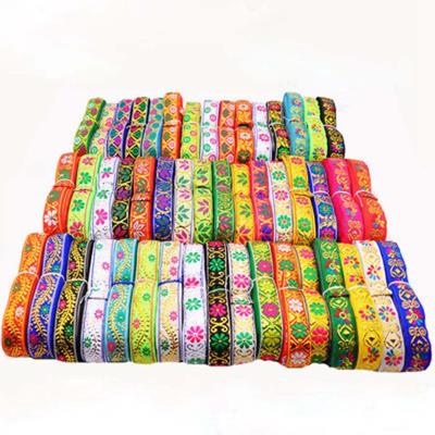 China Viable Ethnic Embroidery 6.8meters/lot Fabric Lace Sewing Trims 2cm Width India Boho Tribal Fashion Decorative Webbing for sale