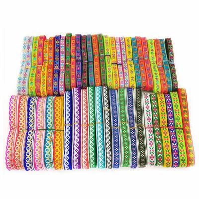 China Sustainable hot sale textile polyester fabric woven ribbon jacquard webbing 2cm for sale