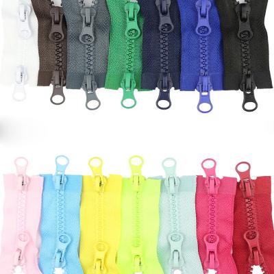 China 5# Resin Double Head Eco-friendly Single Open Open Zipper Double Head Down Jacket Garment Zipper Pull for sale