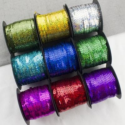 China COOMAMUU 90yards/roll 6mm Viable Sequins Trim Ribbon Glitter Powder Garment Sewing Decoration for sale