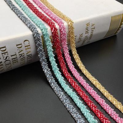 China Viable High Quality 0.7CM Handmade Pearl Beaded Trim Lace Trim Fashion Clothing Rhinestone Ribbon Accessory For Clothes for sale