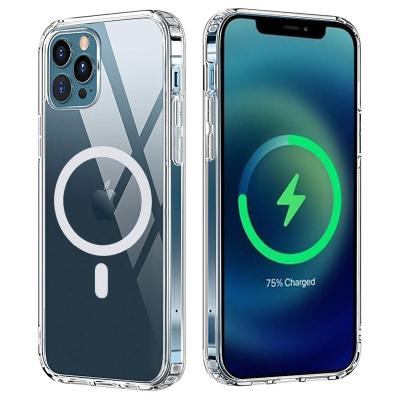 China For iPhone 11 12 Pro Max Mini Magsafe Magnetic Clear Back Case Wireless Charging Cover Protection Phone Case for sale