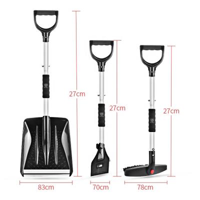 China Snow shovel, lightweight + durable multifunctional aluminum ice scraper and brush, 3 in 1, plastic snow shovel pusher for sale