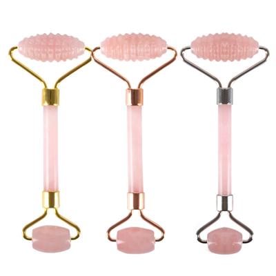 China Face Factory Price Rose Quartz Eye Roller Healing Crystal Pink Jade Roller Massager for sale