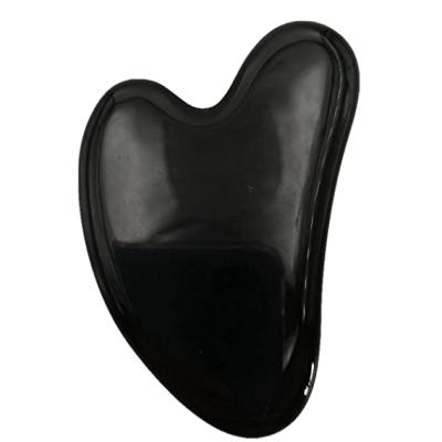 China Natural Tumbled Healing Cute Gua Sha Jade Obsidian Black Facial Reiki Gua Sha 2020 for sale