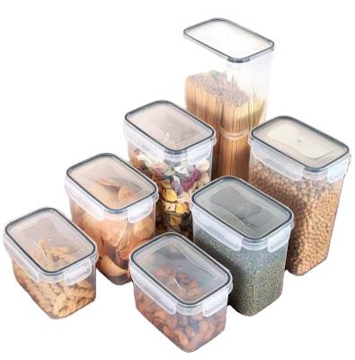 China -14 Durable Plastic Food Storage Container Non-Slip Airtight Package BPA Free Clear Plastic With Black Lids for sale