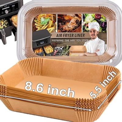 China 50pcs 22*14cm Air Fryer Liner Parchment Disposable Rectangle Paper Non-Stick Roasting Oil-proof Baking Food Grade Baking Paper for sale