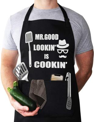 China Funny Apron Mens BBQ Grill Apron Adjustable Waist Kitchen Apron 2 Pockets Adjustable Neck And Extra Long Waist Ties For Cooking Grilling for sale