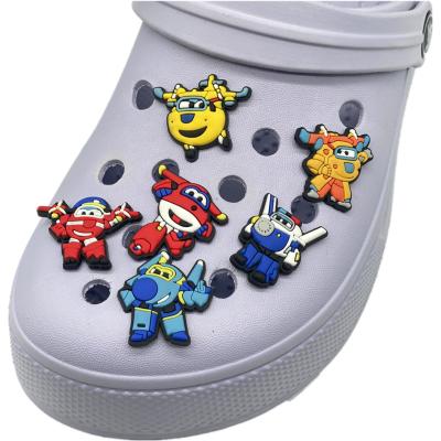 China Wholesale PVC Fang Claw Charm Cartoon Super Wings Shoe Charms Custom Woodland Shoe Decoration Charms for sale