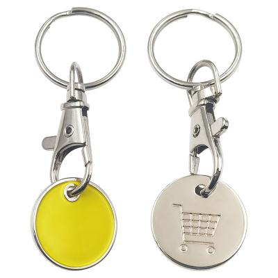 China Promotion Custom LOGO Soft Enamel Souvenir Gifts Die Casting Metal Key Ring Supermarket Shopping Cart Chip Key Chain Trolley Token Coin Key Chain for sale