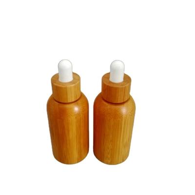 China 30ml Dropper Bottle Bamboo Effect Glass Cosmetic Glass Bottle for sale