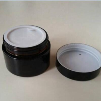 China For Cream Packaging 30ml 50ml 100ml Clear Amber Plastic Bamboo Aluminum Cap Cosmetic Glass Jar for sale