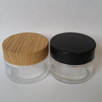 China For Cream Packaging 30ml 50ml Amber Frosted Clear Cosmetic Glass Jar for sale