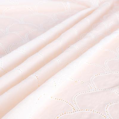 China 2022 new style breathable cotton embroidered fabric 135/150CM white 100% wedding dress fabric for sale