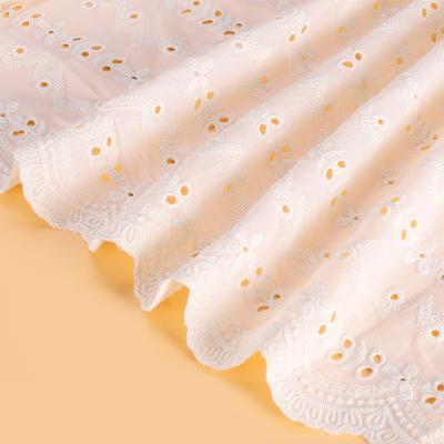 China Breathable new products for 2022 100% cotton embroidered fabric white color luxurious fabrics for dresses for sale