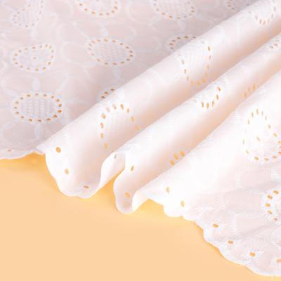 China Breathable warm style 100% cotton fabric white flower shaped luxury fabrics for wedding for sale