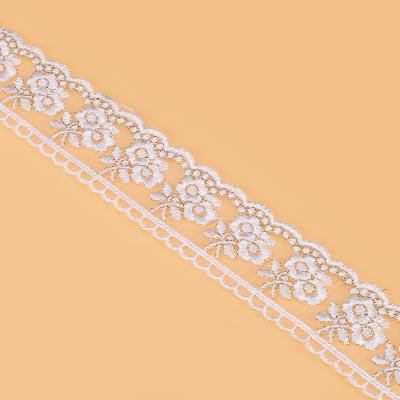 China Gold Thread Mesh Lace Rim Decoration Anti-static Customized Embroidered Lace Fabric For Wedding Dresses for sale