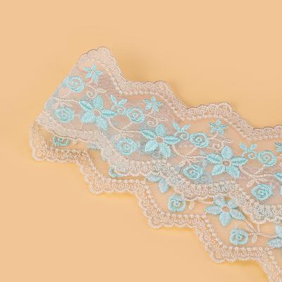 China 2022 anti-static new lace green with gold thread embroidery lace mesh lace band decoration for sale