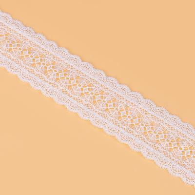 China Custom Embroidered Lace DIY Production Ornament Water Soluble Polyester Embroidered Lace Trim White Lace Trim For Clothing for sale