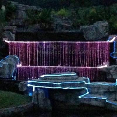 China Outdoor Ane Indoor Outdoor Waterfall Wall Lighting IP68 Decoration Fiber Optic Waterfall Light Uncharged Flowing Curtain for sale