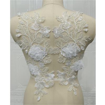 China exquisite 3D DELACE flower 3D lace appliques lace medallion 3d flower for wedding dress for sale