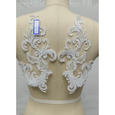 China Other Floral DELACE Embroider Applique Lace Flower Lace Embroidered Medallion Flower Patches in Pairs for sale