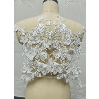 China Other DELACE Plain Embroidered Flower Floral Lace Patches Ornate Lace Medallion Wedding Dress Pairs for sale