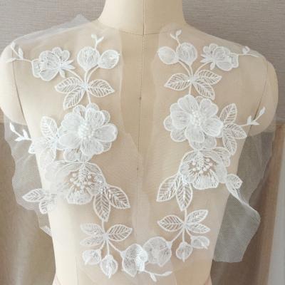 China DELACE handmade custom 3d top beading sequin lace flower pairs accessories diy for sale