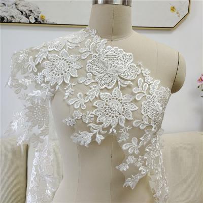 China Newest DELACE handmade high quality floral embroidered lace trim boards exquisite accessories for bridal dress for sale