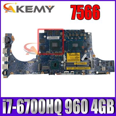 China 100% working LAPTOP for dell 7566 mainboard CN-077V33 077V33 BCV00 LA-D991P mainboard with embedded i7-6700HQ 960 4GB for sale