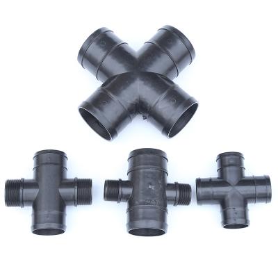 China Layflat Agricultural Plastic Pipe Couplings Tee System Drip Irrigation Irrigation Connector Quick Fitting for sale