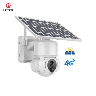 China Human Motion Tracking LCLCTEK 4G Battery 1080P PTZ Solar Powered Outdoor Dome Camera Spotlight Radio CCTV Camera for sale